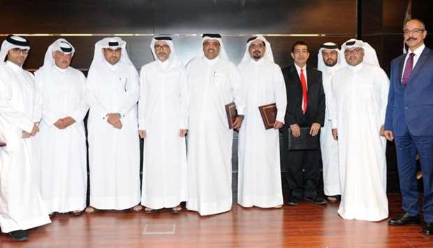 HE the Minister of Culture and Sports Salah bin Ghanem bin Nasser al-Ali with other dignitaries at the inauguration ceremony of Qatar Today TV Channel.