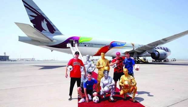 The bespoke Qatar Airways aircraft, which features distinctive FIFA branding, was hand-painted in Ireland and flown to Doha.