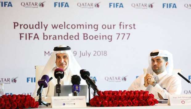 Al-Baker addresses a press conference at the Hamad International Airport Monday.