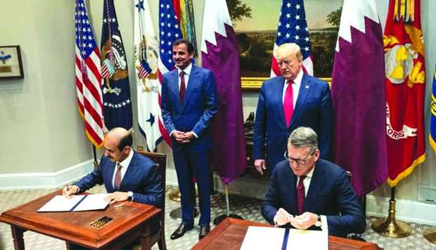 HE Saad Sherida al-Kaabi and Lashier sign the agreement to to develop a new world-scale petrochemical project in the Gulf Coast region of the United States of America. The signing took place at the White House, in the presence of His Highness the Amir Sheikh Tamim bin Hamad al-Thani and the US President Donald Trump.