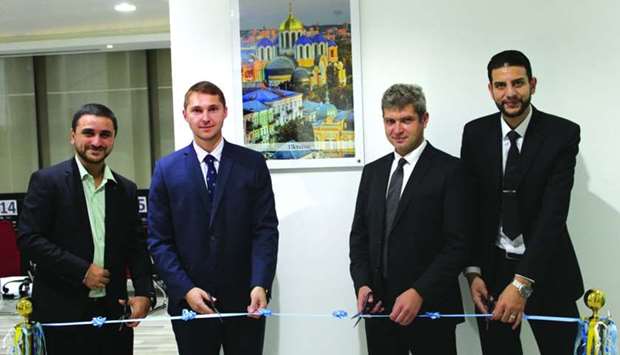 (From left) The Ukraine Visa Application Centre was inaugurated by Sonel Du2019Sa, country manager, VFS Global; Vasyl Bodnar, charge du2019affaires of the Ukrainian embassy; Maksym Zholobetskyi, second secretary for consular Issues of the Ukrainian embassy; and Ahmed Talaat, operations manager, VFS Global.