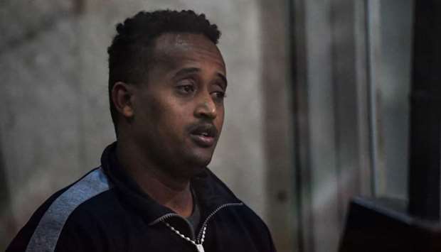 Medhanie Tesfamariam Behre during a session of his trial at the Court of Palermo in Sicily on February 14, 2019