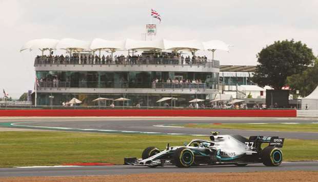 Mercedesu2019 Valtteri Bottas in action during the practice session for the British Grand Prix at the Silverstone Circuit in Silverstone, Britain, yesterday. (Reuters)