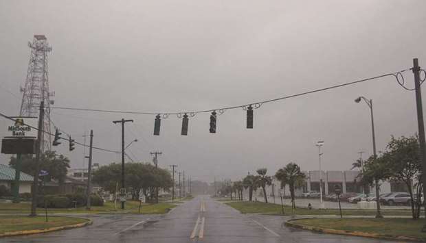 Traffic lights are seen without power in Morgan City, Louisiana, ahead of Tropical Storm Barry yesterday.