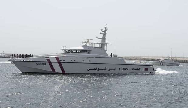 A vessel participating the operation, during the inauguration of Al Daayen Naval Base