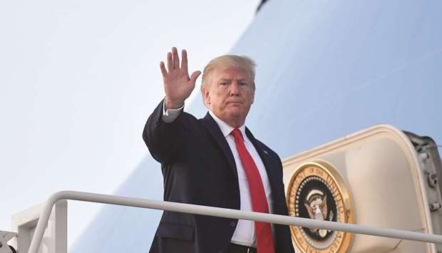 US President Donald Trump makes his way to board Air Force One before departing from Cleveland Hopkins International Airport in Cleveland, Ohio, on July 12.