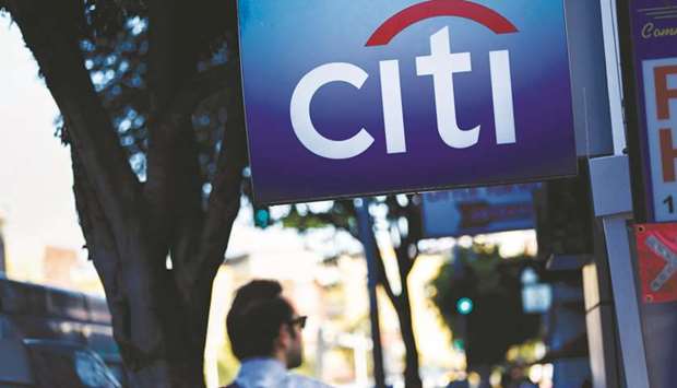 A signage is displayed outside a Citibank branch in Los Angeles, California. Citigroupu2019s net income rose to $4.80bn, or $1.95 per share, in the second quarter, from $4.50bn, or $1.63 per share, a year earlier, the bank said yesterday.