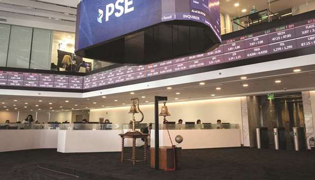Bells stand on the trading floor of the Philippine Stock Exchange in Manila.
