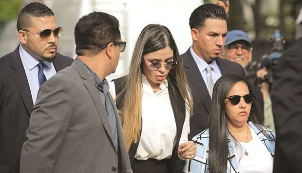 Emma Coronel Aispuro, the wife of Joaquin Guzman, the Mexican drug lord known as u201cEl Chapou201d, arrives at the Brooklyn Federal Courthouse, for the sentencing of Guzman in the Brooklyn borough of New York, US, yesterday.