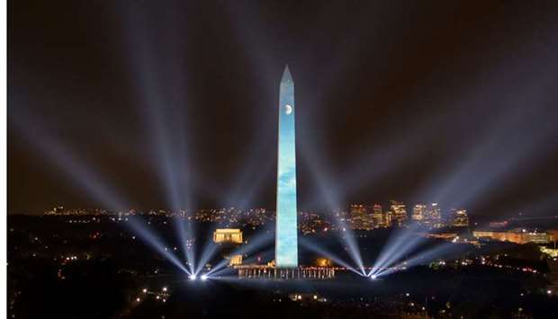 The 50 year anniversary of the Apollo 11 mission being celebrated in the ,Apollo 50: Go for the Moon, show, which combined full-motion projection-mapping artwork on the Washington Monument and archival footage to recreate the launch of Apollo 11, July 19, 2019 in Washington