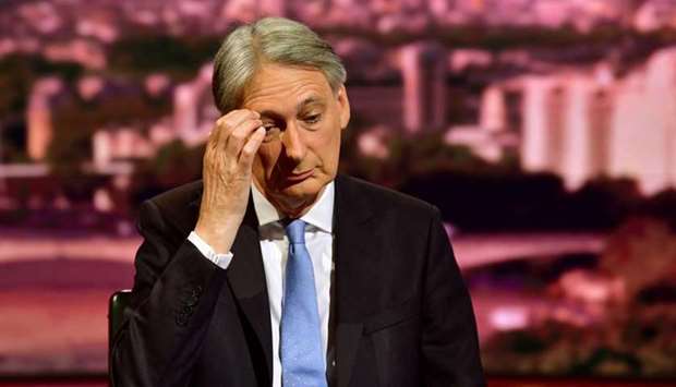 Britain's Chancellor of the Exchequer Philip Hammond appears on BBC TV's The Andrew Marr Show in London, Britain