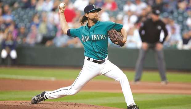 Seattle Mariners starting pitcher Mike Leake throws against the Los Angeles Angels during the first inning at T-Mobile Park. PICTURE: USA TODAY Sports
