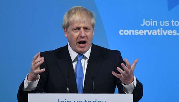 New Conservative Party leader and incoming prime minister Boris Johnson gives a speech at an event to announce the winner of the Conservative Party leadership contest in central London