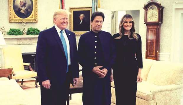US First Lady Melania Trump with US President Donald Trump and Prime Minister Khan at the White House. She posted pictures of herself, Trump and Khan on her Twitter account on Monday. The three met at the White House during the prime ministeru2019s first meeting with the president. Welcoming the prime minister, who is a celebrated former cricket star and philanthropist, Melania wrote: u2018Great to have Prime Minister @ImranKhanPTI of Pakistan at the @WhiteHouse today!u2019