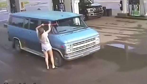 Chynna Deese, 24, from Charlotte, North Carolina, who was found dead with her Australian boyfriend Lucas Fowler, 23, from gunfire July 15, 2019 in northern British Columbia, is seen in a still image from video taken at a gas station in Fort Nelson on July 13.