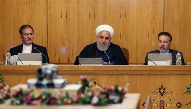 President Hassan Rouhani (C) chairing a cabinet meeting in the capital Tehran. AFP /HO/IRANIAN PRESIDENCY