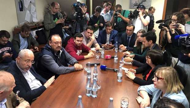 Russian opposition figures attend a meeting with members of the Presidential Council for Civil Society and Human Rights in Moscow