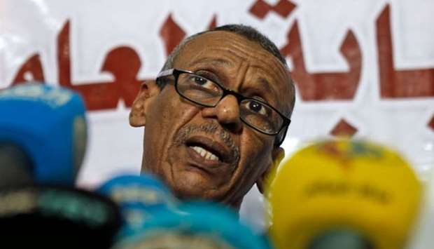Sudanese head of the investigation committee Fatah al-Rahman Saeed gives a press conference about the killing of demonstrators, in Khartoum
