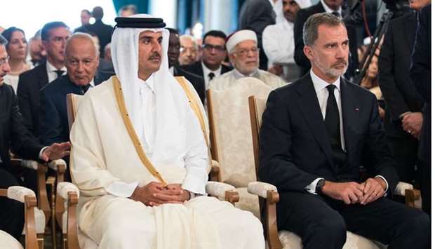 His Highness the Amir Sheikh Tamim bin Hamad Al -Thani attended the national funeral ceremony at the Carthage Palace