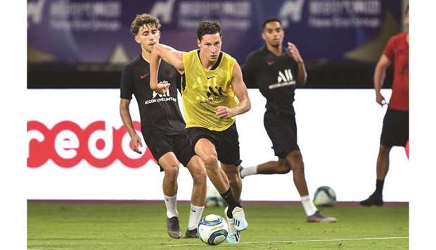 Paris Saint Germainu2019s Julian Draxler trains on the eve of their friendly match against Sydney FC in Suzhou, China, yesterday. (AFP)