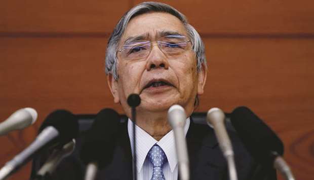 Bank of Japan governor Haruhiko Kuroda attends a news conference at the BoJ headquarters in Tokyo.