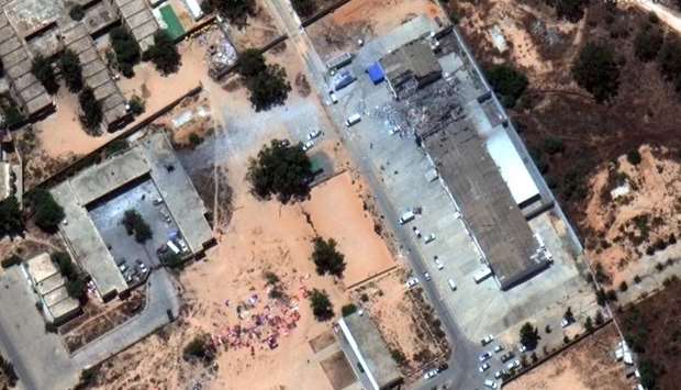 Satellite imagery of the aftermath of the airstrike that hit a migrant centre in the Tajoura suburb of Tripoli, Libya