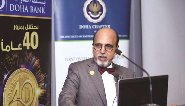 Dr R Seetharaman at the ICAI Doha Chapter platinum jubilee event.