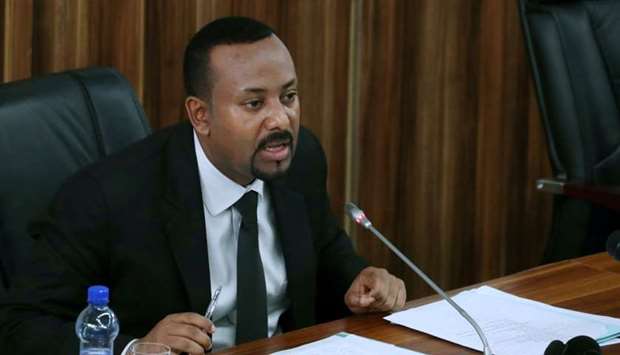 Ethiopia's Prime Minister Abiy Ahmed addresses the legislators on the current situation of the country inside the Parliament buildings in Addis Ababa, Ethiopia on July 1