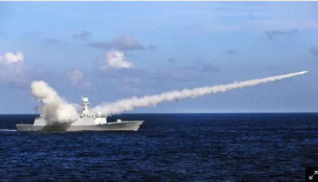 The Chinese missile frigate Yuncheng launches an anti-ship missile during a military exercise in the waters near south China's Paracel Islands last year.