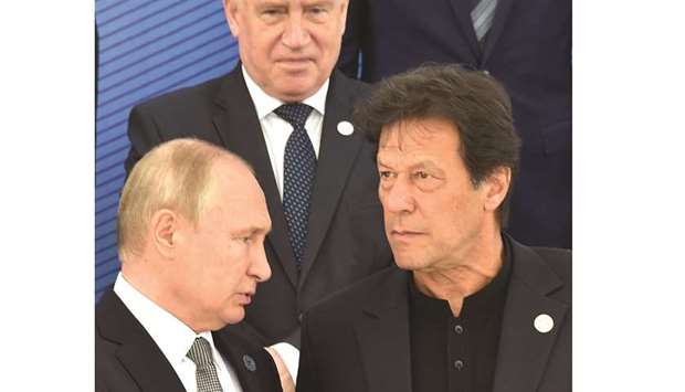 Prime Minister Khan and Putin during the SCO summit in June.