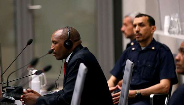 Congolese militia commander Bosco Ntaganda sits in the courtroom of the ICC (International Criminal Court) during his trial at the Hague in the Netherlands
