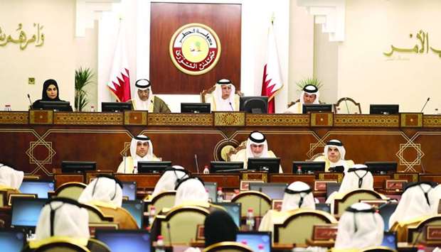 HE the Advisory Council's Speaker Ahmed bin Abdullah bin Zaid al-Mahmoud chairing Monday's session.