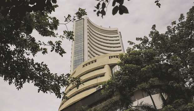 The Bombay Stock Exchange building in Mumbai. The Sensex closed down 0.4% to 36,594.33 points yesterday.