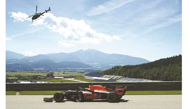 Red Bullu2019s Max Verstappen during practice ahead of the Styrian Grand Prix in Spielberg yesterday.
