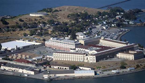 An aerial view San Quentin State Prison in San Quentin, California
