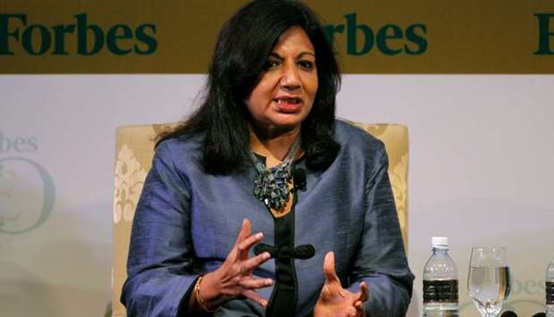 India's Biocon Ltd Chairman and Managing Director Kiran Mazumdar-Shaw speaks during the Forbes Global CEO Conference in Kuala Lumpur September 13, 2011