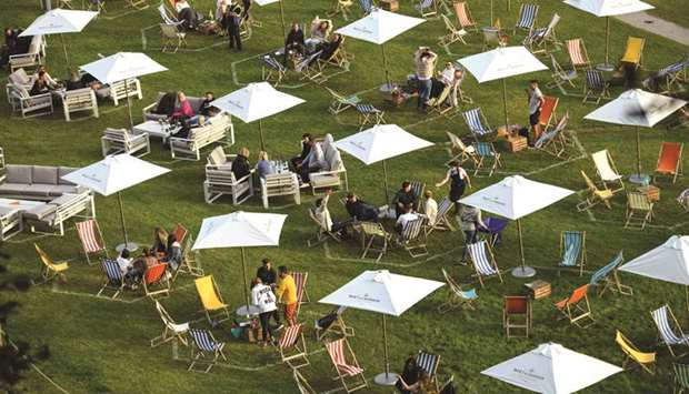 Festival-goers experience the Gisburne Park Pop-Up, the first purpose built socially-distanced outdoor festival in the UK, whilst in their designated pitches on the Gisburne Park Estate in the village of Gisburn, near Clitheroe, northern England.