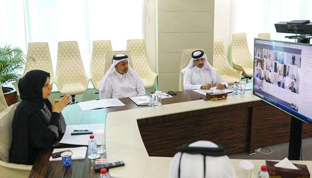 HE the Assistant Foreign Minister and Spokesperson of the Supreme Committee for Crisis Management Lolwah bint Rashid Al Khater holds a remote meeting with the ambassadors