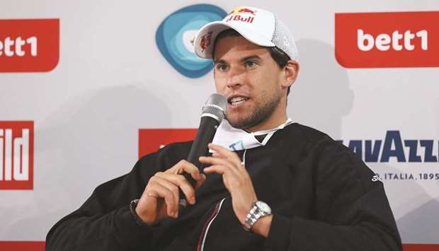 Dominic Thiem of Austria speaks during a press conference at the u2018Bett1Acesu2019 tennis tournament in Berlin on yesterday. (AFP)