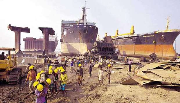 The ship-breaking yard in Chittagong, Bangladesh