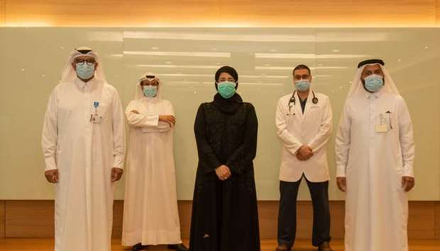 HE the Minister of Public Health Dr Hanan Mohamed al-Kuwari with officials.
