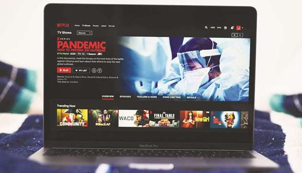 The Netflix documentary series Pandemic: How to Prevent an Outbreak overview page is displayed on a laptop computer in New York. Netflix reported a profit of $720mn on revenue of $6.1bn in the recently ended quarter, compared with $709mn profit on $5.8bn in revenue during the first three months of the year.