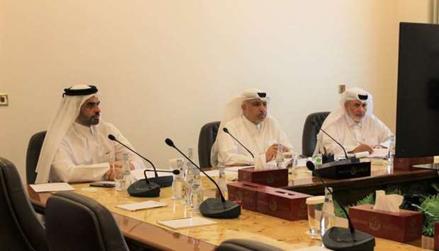 The Shura Council members HE Hadi bin Saeed Al Khayareen, HE Mohammed bin Ali Al Maadid and HE the Secretary-General of the Council Fahd bin Mubarak Al Khayareen participate in the meeting. 