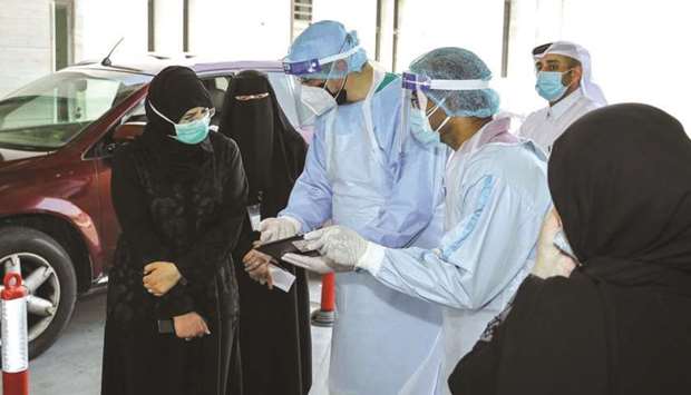 HE the Minister of Public Health Dr Hanan Mohamed al-Kuwari during a visit to the Al Waab Health Centre