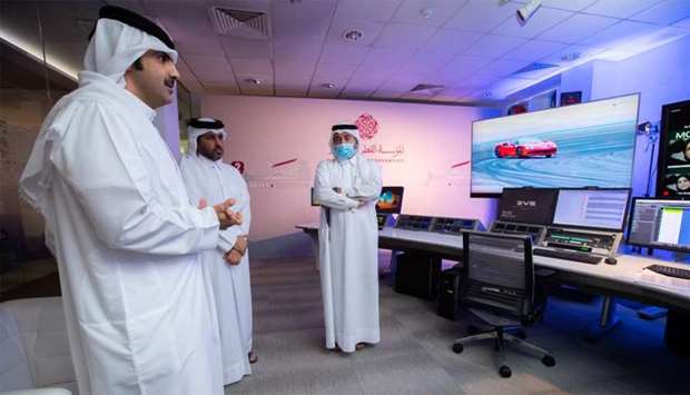 HE Sheikh Abdulrahman reviewing the progress of the last touches before the channel is launched on Thursday