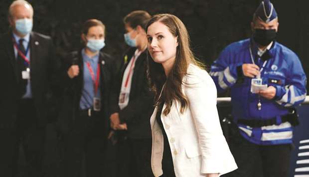 Finlandu2019s Prime Minister Sanna Marin departs from a meeting at the EU summit, amid the coronavirus pandemic (Covid-19) in Brussels yesterday.