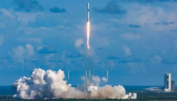 South Korea's Defense Acquisition Program Administration shows a Falcon 9 rocket carrying the ANASIS-II satellite blasting off from Cape Canaveral Air Force Station in Florida