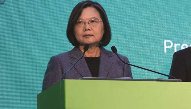 Tsai Ing-wen, Taiwanu2019s President, pauses while speaking during a news conference in Taipei.