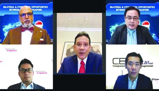 Doha Bank CEO Dr R Seetharaman with other dignitaries during the webinar