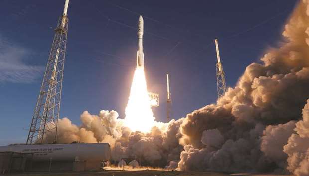 A United Launch Alliance Atlas V rocket carrying Nasau2019s Mars 2020 Perseverance Rover vehicle lifts off from the Cape Canaveral Air Force Station in Cape Canaveral, Florida, US, yesterday.